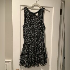 Forever 21 Black Floral Sleeveless Dress - ruffle and eyelash detail